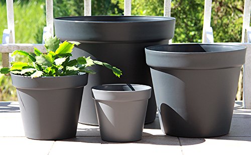 Wamat Blumenkübel Blumentopf Pflanzkübel Pflanztopf 4 Größen / 8 Farben S - XXLNeu!! (Durchmesser:26 cm, grau) von Wamat