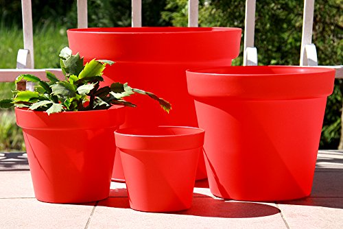 Wamat Blumenkübel Blumentopf Pflanzkübel Pflanztopf 4 Größen / 8 Farben S - XXLNeu!! (Durchmesser:26 cm, rot) von Wamat