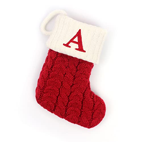 1 Stück Gestrickt Weihnachtsstrumpf Alphabet Socken Weihnachtssocken Deko Weihnachten Strumpf Weihnachtssocke Kamin Nikolausstiefel Nikolausstrumpf für Weihnachtsdekoration Weihnachtsbaumschmuck,A von Wambere