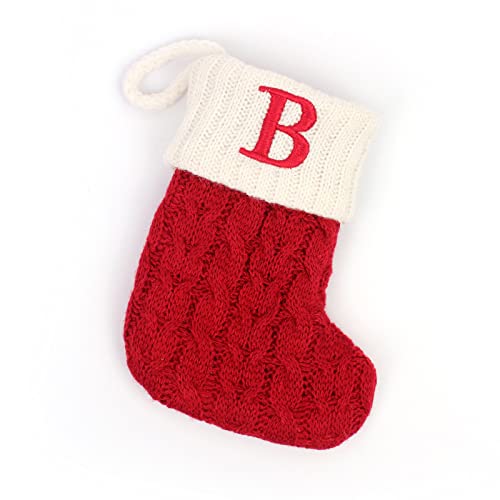 1 Stück Gestrickt Weihnachtsstrumpf Alphabet Socken Weihnachtssocken Deko Weihnachten Strumpf Weihnachtssocke Kamin Nikolausstiefel Nikolausstrumpf für Weihnachtsdekoration Weihnachtsbaumschmuck,B von Wambere