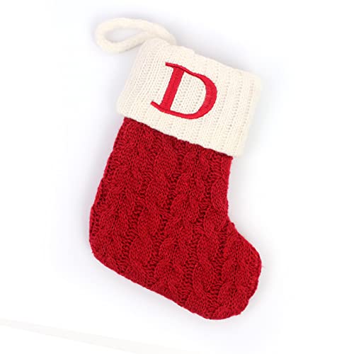 1 Stück Gestrickt Weihnachtsstrumpf Alphabet Socken Weihnachtssocken Deko Weihnachten Strumpf Weihnachtssocke Kamin Nikolausstiefel Nikolausstrumpf für Weihnachtsdekoration Weihnachtsbaumschmuck,D von Wambere