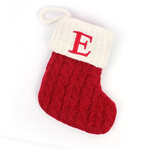 1 Stück Gestrickt Weihnachtsstrumpf Alphabet Socken Weihnachtssocken Deko Weihnachten Strumpf Weihnachtssocke Kamin Nikolausstiefel Nikolausstrumpf für Weihnachtsdekoration Weihnachtsbaumschmuck,E von Wambere