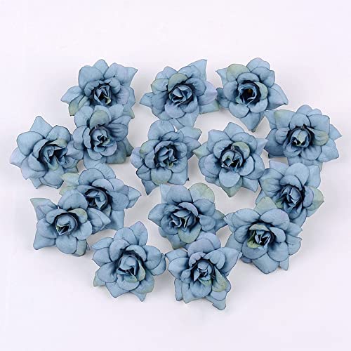 10 STK Kunstblumen Blumenköpfe Bunt Kunstblumen Köpfe Blumen Rosen Simulation Dekoration Blume Kopf Kunstblumen Künstliche Blütenköpfe Für DIY Basteln Hochzeit Party Home Deko,Blau von Wambere