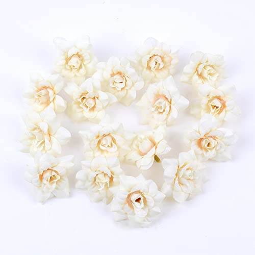 10 STK Kunstblumen Blumenköpfe Bunt Kunstblumen Köpfe Blumen Rosen Simulation Dekoration Blume Kopf Kunstblumen Künstliche Blütenköpfe Für DIY Basteln Hochzeit Party Home Deko,Creme von Wambere