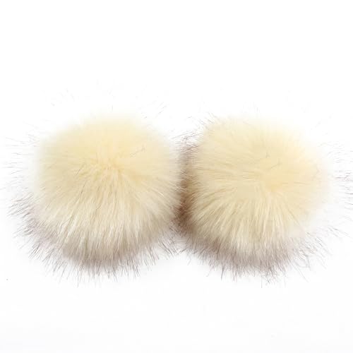 10 Stück 15cm Pompons zum Basteln,Pompons Kunstfell Bommel Fellknäuel mit Elastischer Schlaufe,für DIY Kunsthandwerk Hochzeiten Geburtstage Weihnachten Kleideraccessoires,Beige von Wambere