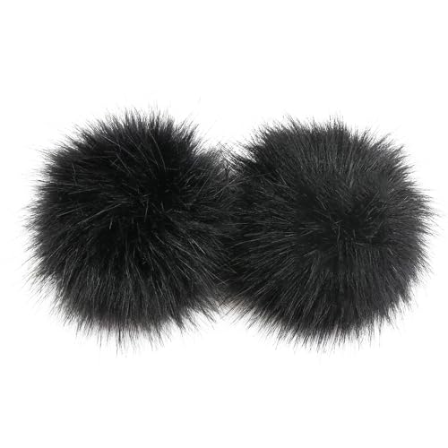 10 Stück 15cm Pompons zum Basteln,Pompons Kunstfell Bommel Fellknäuel mit Elastischer Schlaufe,für DIY Kunsthandwerk Hochzeiten Geburtstage Weihnachten Kleideraccessoires,Schwarz von Wambere