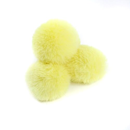 10 Stück 6cm Pompons zum Basteln,Pompon Kunstfell Bommel Plüschbälle mit Elastischer Schlaufe,für DIY Kunsthandwerk Haarschmuck Hochzeiten Geburtstage Weihnachten Dekorationen,Gelb von Wambere