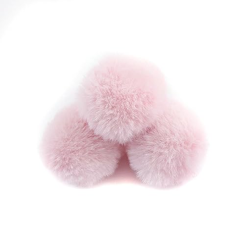 10 Stück 6cm Pompons zum Basteln,Pompon Kunstfell Bommel Plüschbälle mit Elastischer Schlaufe,für DIY Kunsthandwerk Haarschmuck Hochzeiten Geburtstage Weihnachten Dekorationen,Hellrosa B von Wambere