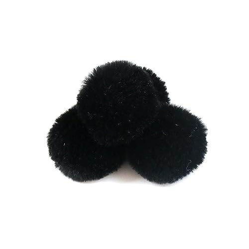 10 Stück 7cm Pompons zum Basteln,Pompon Kunstfell Bommel Plüschbälle mit Elastischer Schlaufe,für DIY Kunsthandwerk Haarschmuck Hochzeiten Geburtstage Weihnachten Dekorationen,Schwarz von Wambere