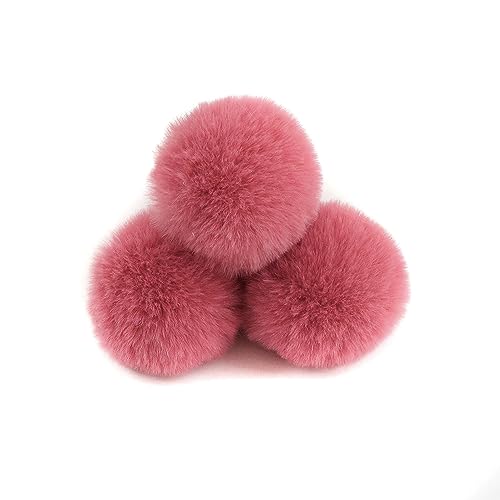 10 Stück 8cm Pompons zum Basteln,Pompon Kunstfell Bommel Plüschbälle mit Elastischer Schlaufe,für DIY Kunsthandwerk Haarschmuck Hochzeiten Geburtstage Weihnachten Dekorationen,Dunkelpink von Wambere