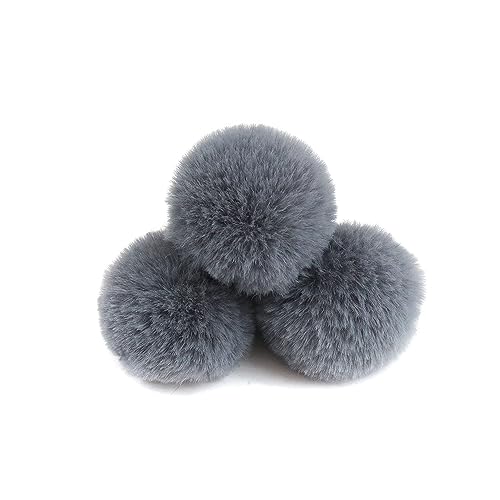 10 Stück 8cm Pompons zum Basteln,Pompon Kunstfell Bommel Plüschbälle mit Elastischer Schlaufe,für DIY Kunsthandwerk Haarschmuck Hochzeiten Geburtstage Weihnachten Dekorationen,Grau B von Wambere