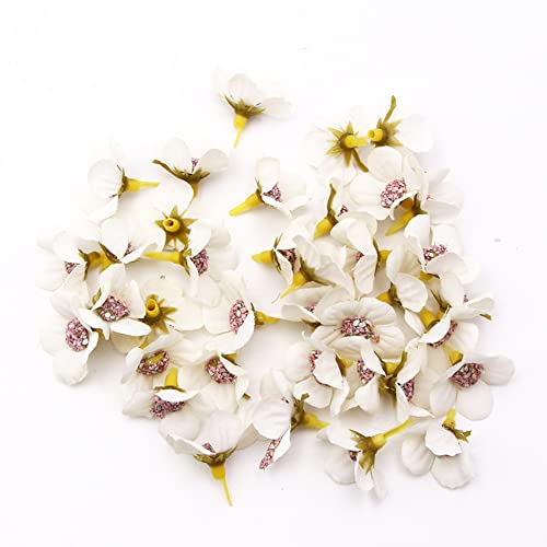 100 Stück Künstliche Blumenköpfe,Mini Bunt Gänseblümchen Blütenköpfe,Kunstblumen Seide Kunstblumen Köpfe Deko für Hochzeit Feste Partei Haus DIY Basteln Garland Haarschmuck,Ø 2cmWeiss von Wambere