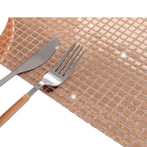 12 Stück 30 x 45cm Disco Pailletten Tischset Glitzer Platzsets Platzdeckchen Tischsets Abwaschbar Hitzebeständige rutschfest Placemat Platzset Tischdekoration für Küche Bankett Party,Roségold von Wambere