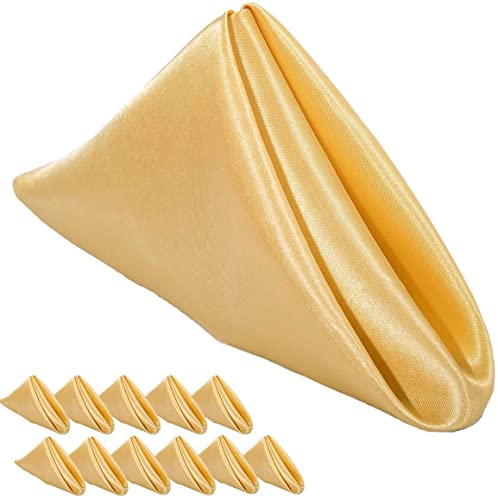 12 Stück Stoffservietten Servietten Quadratisch,Wiederverwendbare Napkins Cloth,Waschbare Servietten Stoff,Tischdekoration für Indoor Outdoor Partys Hochzeit Geburtstag Familie,Gold,30x30cm von Wambere