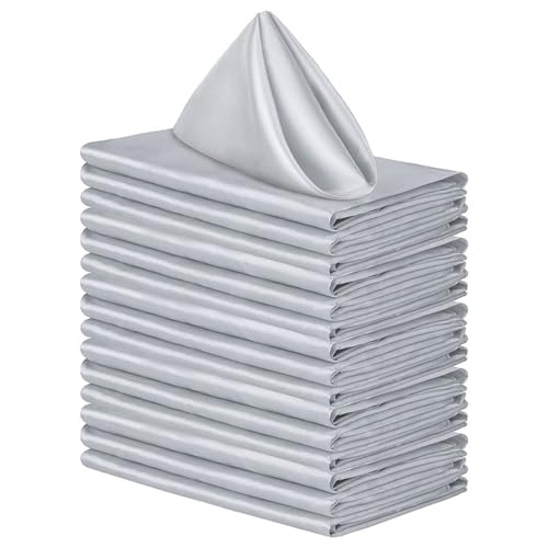 12 Stück Stoffservietten Servietten Quadratisch,Wiederverwendbare Napkins Cloth,Waschbare Servietten Stoff,Tischdekoration für Indoor Outdoor Partys Hochzeit Geburtstag Familie,Grau,30x30cm von Wambere