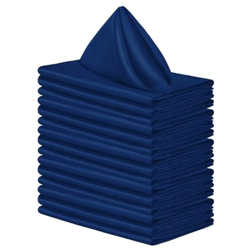 12 Stück Stoffservietten Servietten Quadratisch,Wiederverwendbare Napkins Cloth,Waschbare Servietten Stoff,Tischdekoration für Indoor Outdoor Partys Hochzeit Geburtstag Familie,Navy blau,30x30cm von Wambere