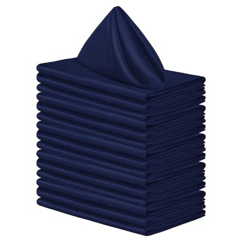 12 Stück Stoffservietten Servietten Quadratisch,Wiederverwendbare Napkins Cloth,Waschbare Servietten Stoff,Tischdekoration für Indoor Outdoor Partys Hochzeit Geburtstag Familie,Navy blau,50x50cm von Wambere