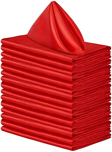 12 Stück Stoffservietten Servietten Quadratisch,Wiederverwendbare Napkins Cloth,Waschbare Servietten Stoff,Tischdekoration für Indoor Outdoor Partys Hochzeit Geburtstag Familie,Rot,43x43cm von Wambere