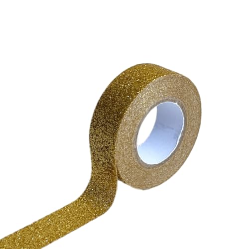 2 Rollen 15 mm x 5 m Glitter Washi Tape,Klebebänder Dekoband Selbstklebendes Klebeband zum Basteln,Bunte Glitzernde Bände,für DIY Handwerk Scrapbooking Geschenkverpackung,Gold von Wambere