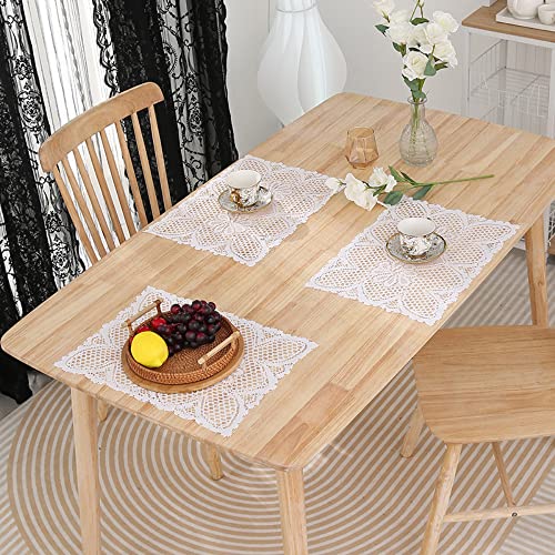 2 Stück Blumen Hohle Spitze Stickerei Tisch Tischset,Spitze Untersetzer Blumen-Form Matte Tischset Platzsets Tisch Deckchen Cup Coasters für Esszimmer Küche Bankett Hochzeit Deko Weiss,45x30cm von Wambere