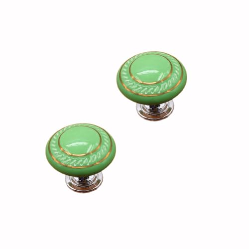 2 Stück Türknöpfe Keramik,Einlochiger runder Türgriff,Porzellanknöpfe für Möbel Knäufe Vintage Schrankknöpfe Keramik Türknöpfe Für Schränke Kommoden Nachttische Schubladen Kleiderschränke,Grün von Wambere