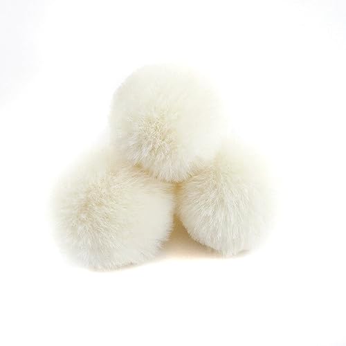 20 Stück 4cm Pompons Kunstfell Bommel Farbiger Fellknäuel mit Elastischer Schlaufe für DIY Basteln Weihnachtsdekoration Tischdekoration Geburtstagsdeko Kleideraccessoires,Cremefarben von Wambere