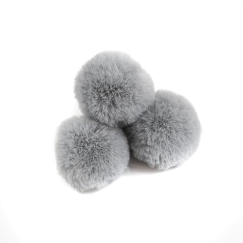 20 Stück 4cm Pompons Kunstfell Bommel Farbiger Fellknäuel mit Elastischer Schlaufe für DIY Basteln Weihnachtsdekoration Tischdekoration Geburtstagsdeko Kleideraccessoires,Hellgrau von Wambere