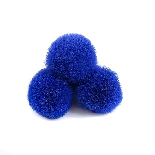 20 Stück 4cm Pompons Kunstfell Bommel Farbiger Fellknäuel mit Elastischer Schlaufe für DIY Basteln Weihnachtsdekoration Tischdekoration Geburtstagsdeko Kleideraccessoires,Königsblau von Wambere