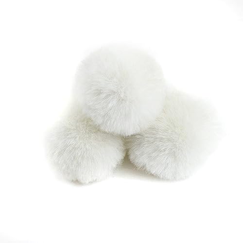 20 Stück 4cm Pompons Kunstfell Bommel Farbiger Fellknäuel mit Elastischer Schlaufe für DIY Basteln Weihnachtsdekoration Tischdekoration Geburtstagsdeko Kleideraccessoires,Weiß von Wambere