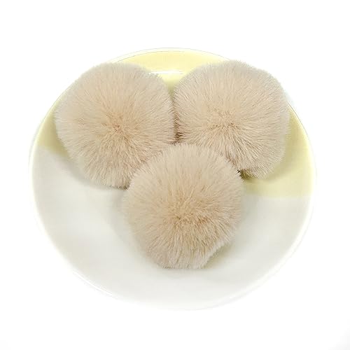 20 Stück 5cm Pompons Kunstfell Bommel Farbiger Fellknäuel mit Elastischer Schlaufe für DIY Basteln Weihnachtsdekoration Tischdekoration Geburtstagsdeko Kleideraccessoires,Beige von Wambere