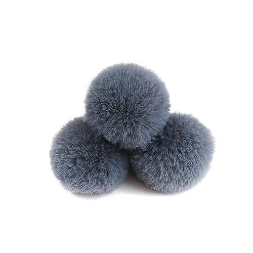 20 Stück 5cm Pompons Kunstfell Bommel Farbiger Fellknäuel mit Elastischer Schlaufe für DIY Basteln Weihnachtsdekoration Tischdekoration Geburtstagsdeko Kleideraccessoires,Grau von Wambere