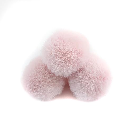 20 Stück 5cm Pompons Kunstfell Bommel Farbiger Fellknäuel mit Elastischer Schlaufe für DIY Basteln Weihnachtsdekoration Tischdekoration Geburtstagsdeko Kleideraccessoires,Hellrosa B von Wambere