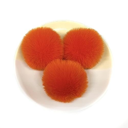 20 Stück 5cm Pompons Kunstfell Bommel Farbiger Fellknäuel mit Elastischer Schlaufe für DIY Basteln Weihnachtsdekoration Tischdekoration Geburtstagsdeko Kleideraccessoires,Orange von Wambere