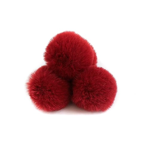 20 Stück 5cm Pompons Kunstfell Bommel Farbiger Fellknäuel mit Elastischer Schlaufe für DIY Basteln Weihnachtsdekoration Tischdekoration Geburtstagsdeko Kleideraccessoires,Weinrot von Wambere