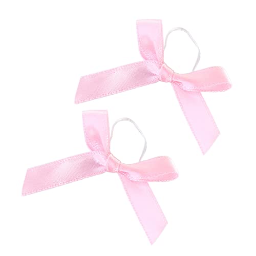 200 Stück Satin Band Deko Schleifen Fertigschleife Geschenkschleifen, Schleifen mit elastische Gummibänder,für Verschiedene Flaschendekorationen,DIY Hochzeit Kartenherstellung Verzierungen,Rosa von Wambere