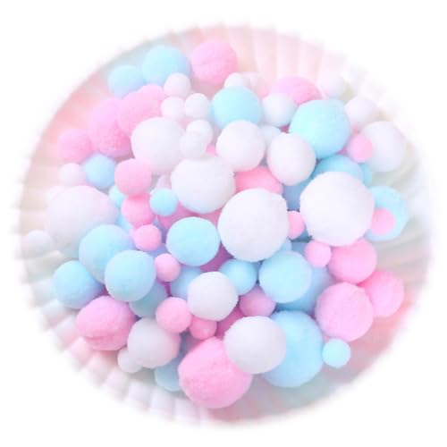 260 Stück Pompons,1-3cm Mini Pompons zum Basteln,Flauschigen Plüschbälle DIY Pompom Girlande Zubehör für Handwerk Herstellung Schmuck Weihnachten Girlande Kinderzimmer,Fleisch rosa blau von Wambere