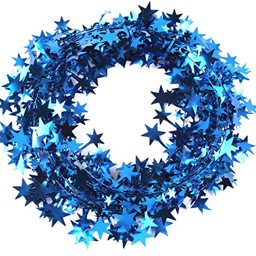 3 Stück Weihnachtsdeko Girlande Lametta Girlande 7,5m je Stück,Kleine Sterne Girlande Weihnachten Draht mit Sternen Deko,für Weihnachtsbaum Zuhause Hochzeit Party Festival Dekoration,Blau von Wambere