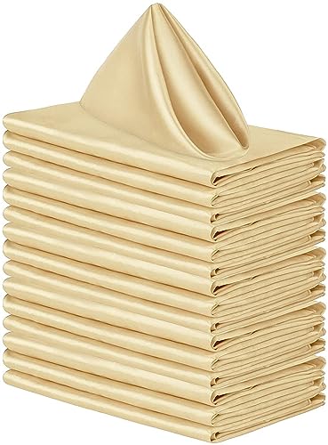 4 Stück Stoffservietten Servietten Quadratisch,Wiederverwendbare Napkins Cloth,Waschbare Servietten Stoff,Tischdekoration für Indoor Outdoor Partys Hochzeit Geburtstag Familie,Champagner,30x30cm von Wambere