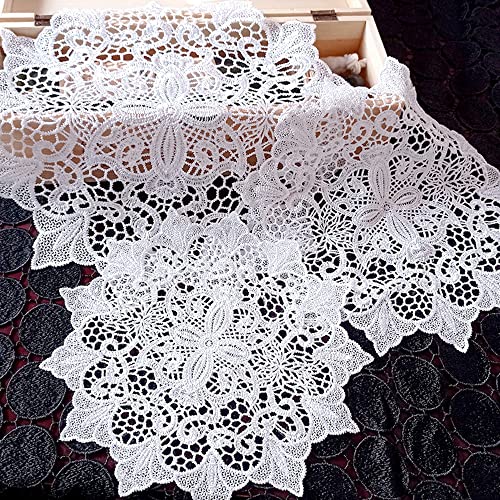 4 Stück weiß Spitze Stickerei Tisch Tischset,Spitze Untersetzer Runden Blumen-Form Matte Tischset Platzsets Tisch Vollhäkel Deckchen Cup Coasters Esszimmer Küche Bankett Hochzeit Deko 25cm,Windspiele von Wambere