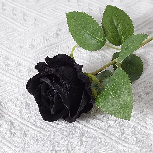 5 Stück Künstliche Rosen,Kunstblumen Rose Künstlich Blumenköpfe Fake Rosen mit Stielen für Hochzeit Party Valentine's Day Nach Hause Halloween Vase Tischdeko Thanksgiving Zuhause Dekoration,Schwarz von Wambere