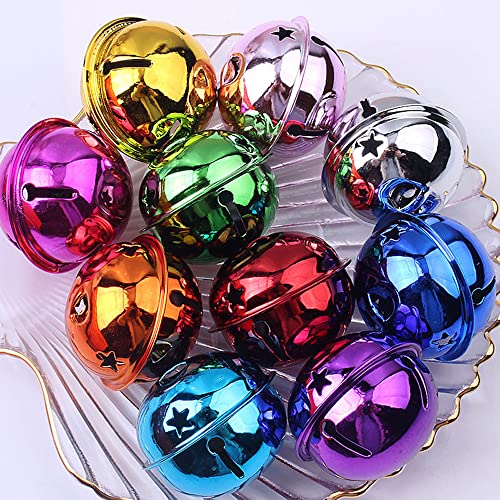 50 Stück 4cm Glöckchen zum Basteln,Glöckchen,Weihnachtsglöckchen,Rostschutz Glöckchen, Metallglöckchen Optimal für Handwerk, Schmuck, Festival Dekoration,Haustier Glocken,Mischfarbe von Wambere