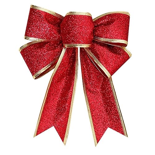 6 Stück Glitzer Weihnachtsschleifen Groß Weihnachtsbaum Bogen Schleife Weihnachtsbaumschmuck Weihnachtsdekorationsschleifen Weihnachtsbaumspitze Schleife Für Weihnachten Hochzeit Party Deko,Rot von Wambere