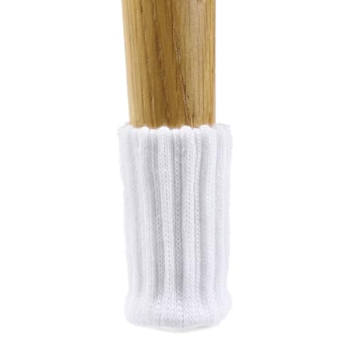 8 Stück Stuhlsocken Elastisch Gestrickte Möbelfüße Stuhlbeinsocke Möbel Socken mit Fühlte Pads Stuhlbeinschoner Möbelschuhe,für Möbel Tisch Bodenschutz,für Stuhlbeine von 7–17 cm,Weiß von Wambere