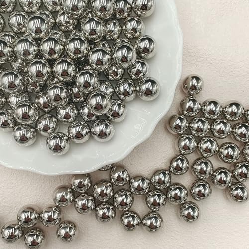 Ca. 100g ABS Perlen Ca. 45 Stück 16mm Nicht Poröse Perlen Abstandsperlen Bastelperlen Künstliche Perlen Lose Perlen Zwischenperlen für DIY Handwerk Vasenfüllung Schmuckherstellung,Silber von Wambere