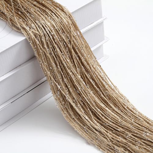 Wambere 1 Stück Fadenvorhang Gardine Curtain Vorhänge Glitzer Silberdraht Linienvorhang Seilvorhang Fadengardine Türvorhang Wandvorhang,für Raumteilerdekoration Hochzeitsdekoration,Champagner,3m×3m von Wambere