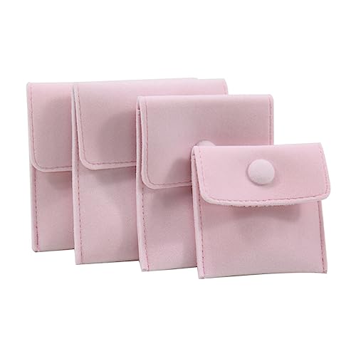 Wambere 1 Stück Samt Schmuckbeutel,Schmuck-Organizer mit Druckknöpfen,Geschenktasche,Geeignet zur Aufbewahrung von Lippenstiften,Ringen,Anhängern,Armbändern,Münzen,Halsketten usw.Rosa,9.5×9.5cm von Wambere