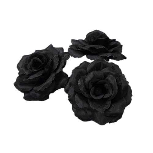 Wambere 10 Stück Künstliche Blumen Rosen,Kunstblumen Rose Blumenköpfe Fake für Hochzeit Party Valentine's Day Nach Hause Halloween Vase Tischdeko Thanksgiving Zuhause Dekoration,Schwarz von Wambere