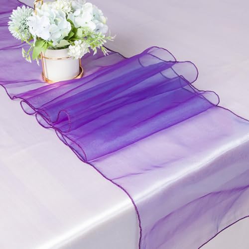 Wambere 10 Stück Organza Tischläufer,30cmx275cm Zartes Tischband,Table Runner Tischdeko für Esszimmer Party Urlaub Dekoration Hochzeit Festliche Dekoration zu besonderen Anlässen Deko,Gelb von Wambere