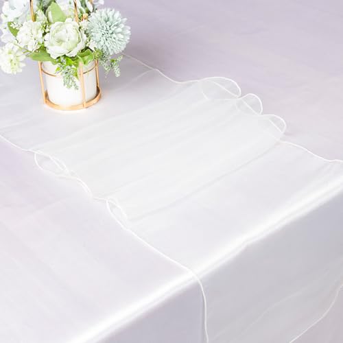 Wambere 10 Stück Organza Tischläufer,30cmx275cm Zartes Tischband,Table Runner Tischdeko für Esszimmer Party Urlaub Dekoration Hochzeit Festliche Dekoration zu besonderen Anlässen Deko,Groß Rot von Wambere