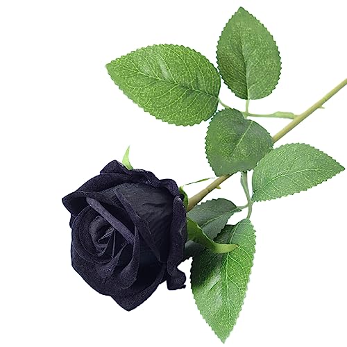 Wambere 10 Stück Rosen Künstliche Blumen,51 cm Single Long Stem Fake Rose Seide Braut Hochzeitsstrauß Realistische Blume RosenStrauß,für Hochzeitsdekoration Partydekoration Heimdekoration,Schwarz von Wambere